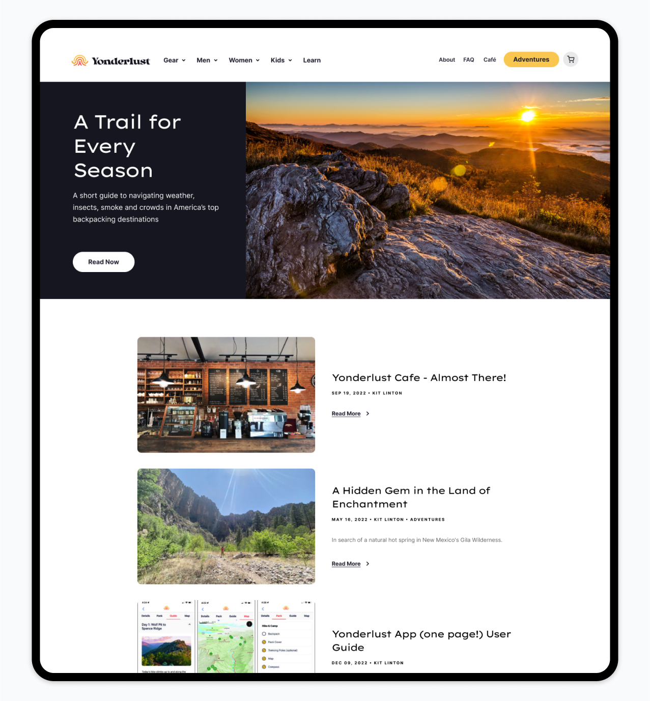 Yonderlust learnings center site page
